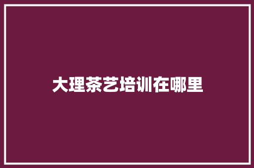 大理茶艺培训在哪里