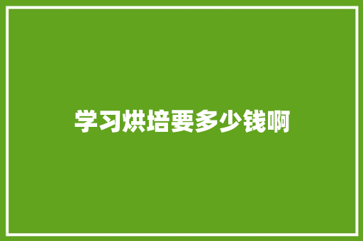 学习烘培要多少钱啊