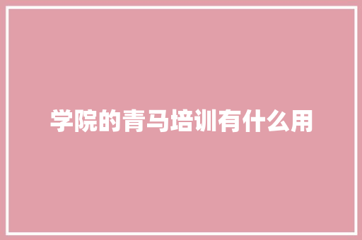 学院的青马培训有什么用