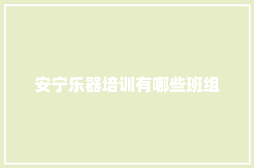 安宁乐器培训有哪些班组