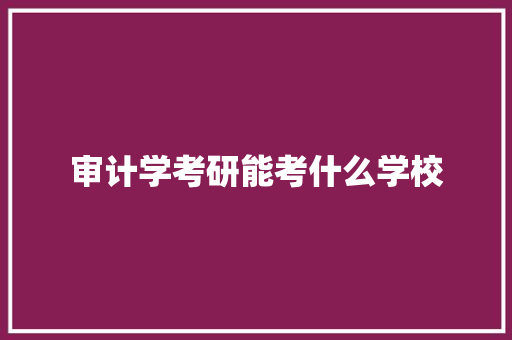 审计学考研能考什么学校