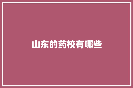 山东的药校有哪些