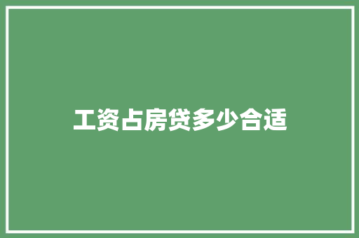 工资占房贷多少合适