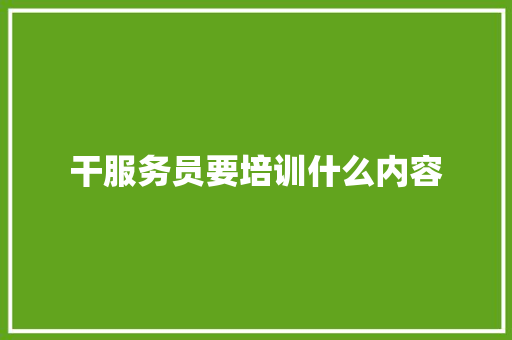 干服务员要培训什么内容