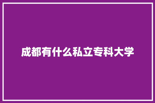 成都有什么私立专科大学