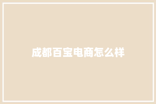 成都百宝电商怎么样