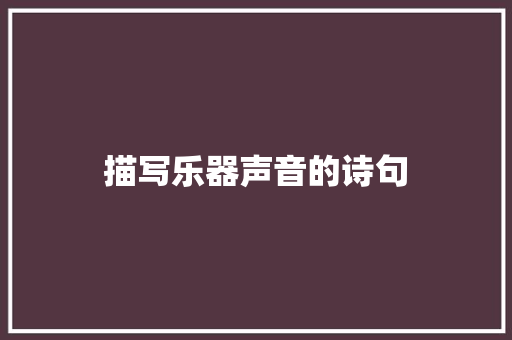 描写乐器声音的诗句
