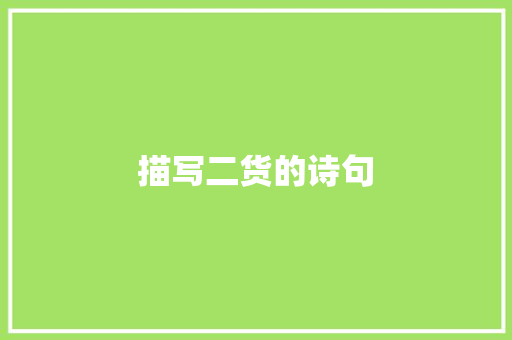 描写二货的诗句