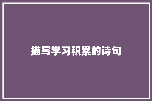 描写学习积累的诗句