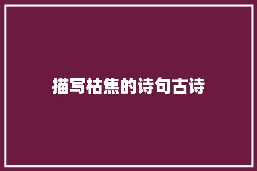 描写枯焦的诗句古诗