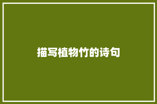 描写植物竹的诗句