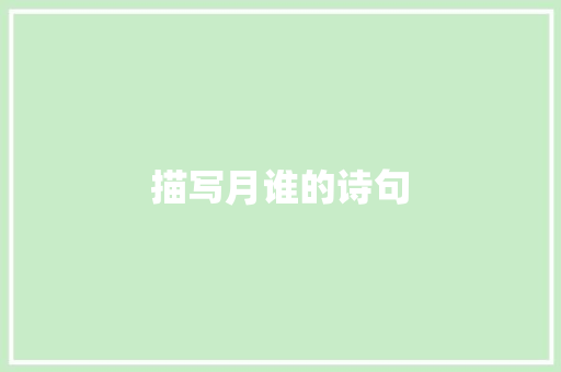 描写月谁的诗句
