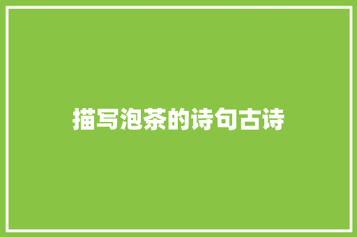 描写泡茶的诗句古诗