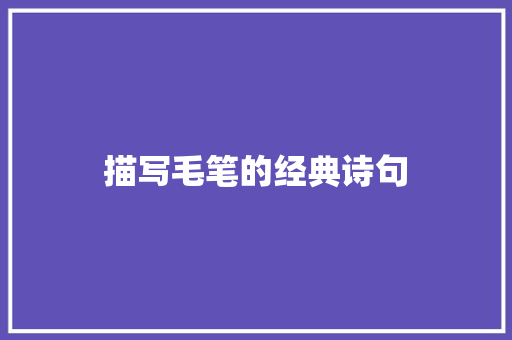 描写毛笔的经典诗句