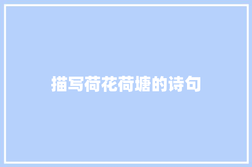 描写荷花荷塘的诗句