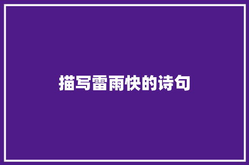 描写雷雨快的诗句