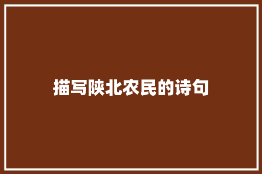 描写陕北农民的诗句