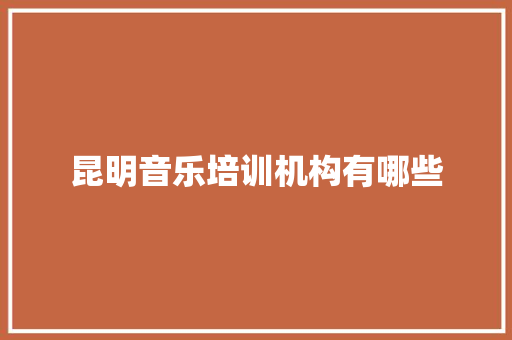 昆明音乐培训机构有哪些