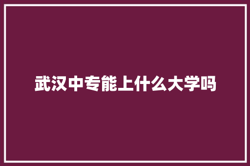 武汉中专能上什么大学吗