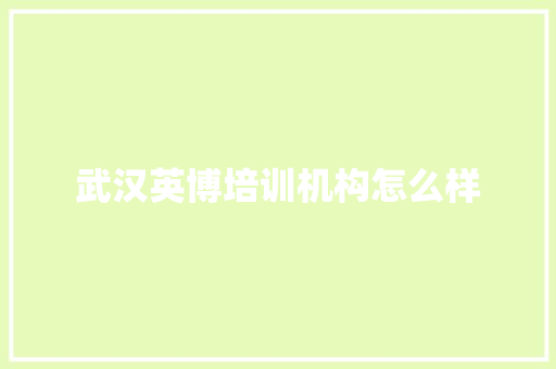 武汉英博培训机构怎么样
