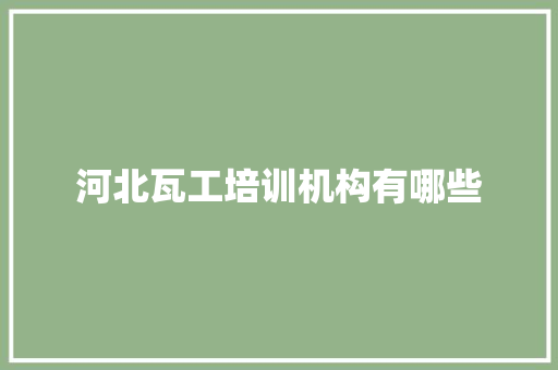 河北瓦工培训机构有哪些