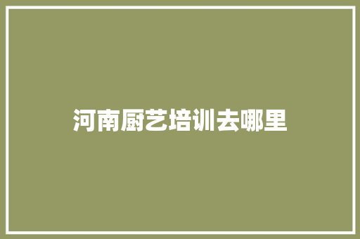 河南厨艺培训去哪里