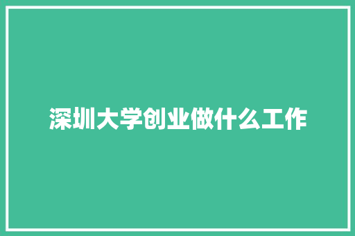 深圳大学创业做什么工作