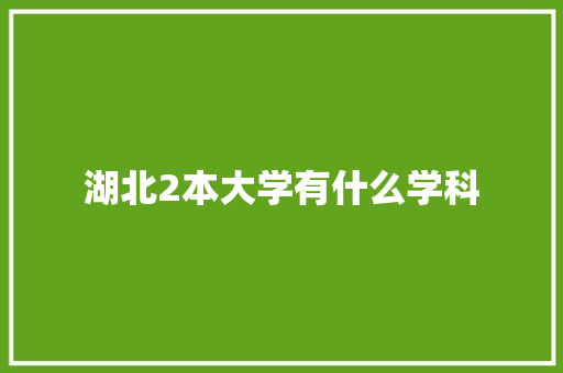 湖北2本大学有什么学科