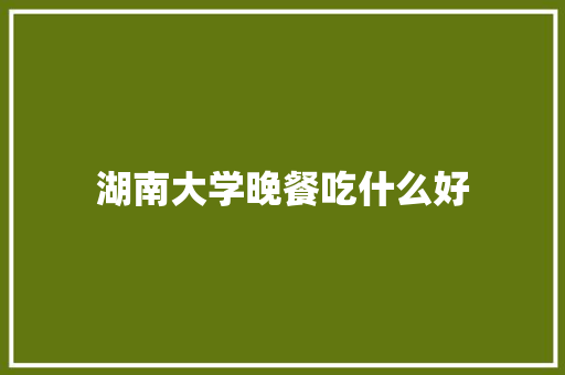 湖南大学晚餐吃什么好