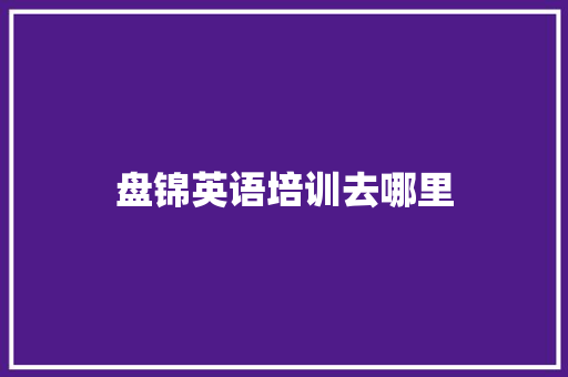 盘锦英语培训去哪里