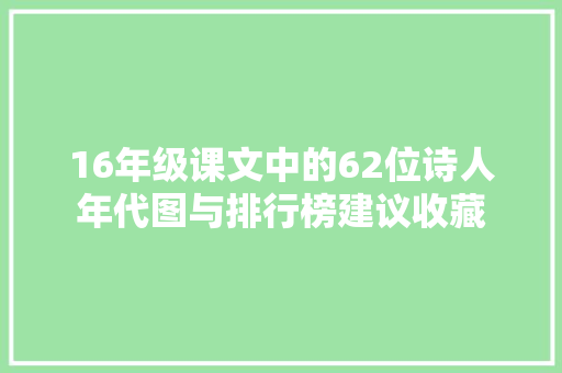 16年级课文中的62位诗人年代图与排行榜建议收藏