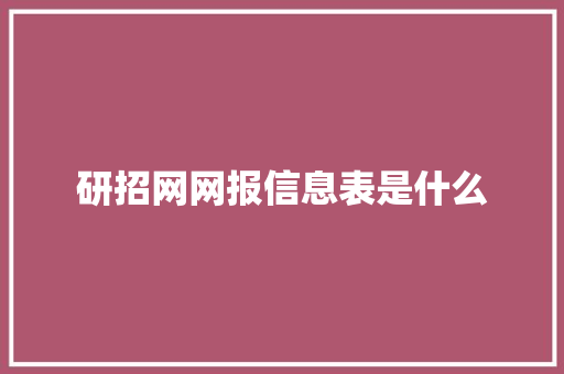 研招网网报信息表是什么