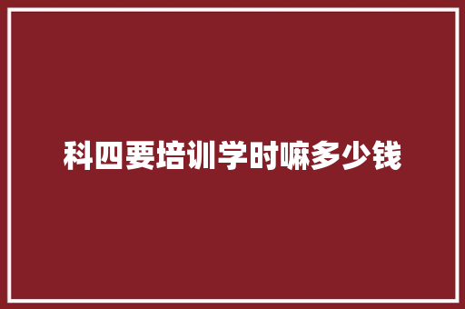 科四要培训学时嘛多少钱