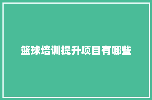篮球培训提升项目有哪些