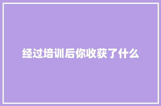 经过培训后你收获了什么