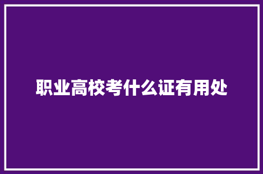 职业高校考什么证有用处