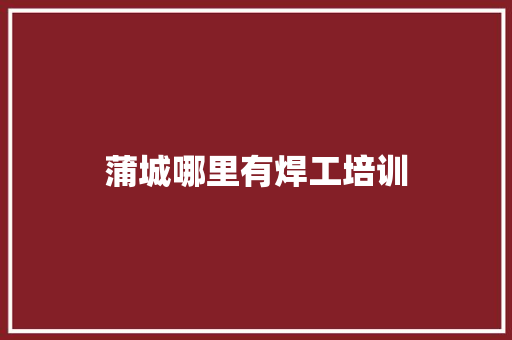 蒲城哪里有焊工培训
