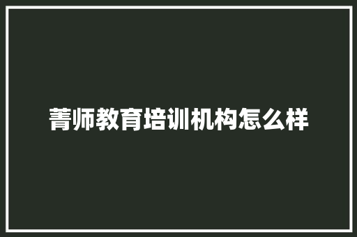 菁师教育培训机构怎么样