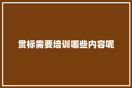 贯标需要培训哪些内容呢