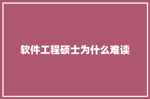 软件工程硕士为什么难读