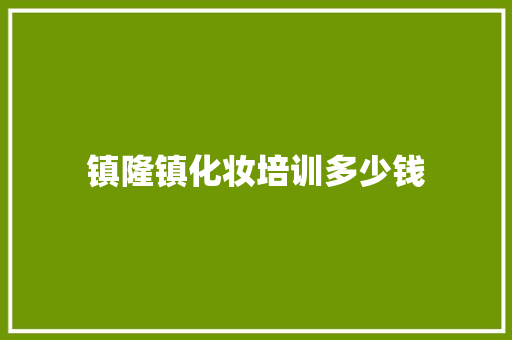 镇隆镇化妆培训多少钱