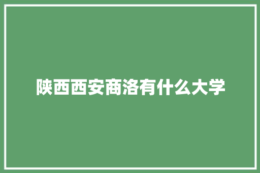 陕西西安商洛有什么大学