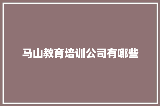 马山教育培训公司有哪些