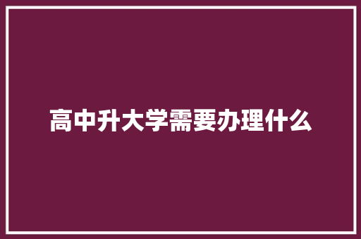 高中升大学需要办理什么
