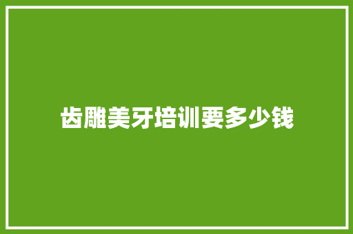 齿雕美牙培训要多少钱