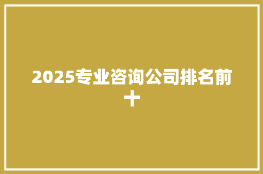 2025专业咨询公司排名前十