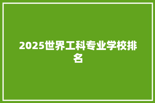 2025世界工科专业学校排名