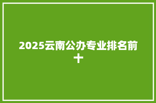 2025云南公办专业排名前十