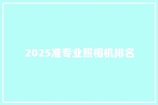 2025准专业照相机排名