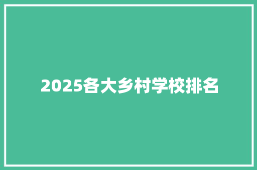 2025各大乡村学校排名